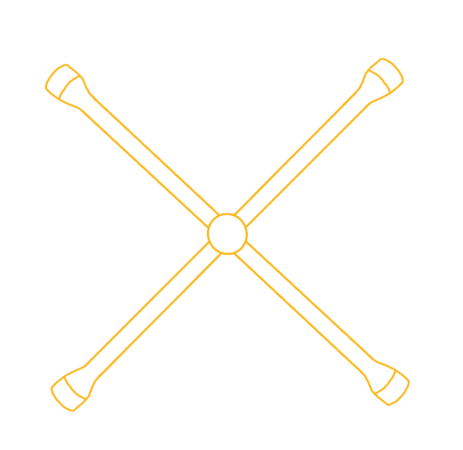 line art of cross lug nut wrench